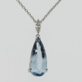 PD0488 Aquamarine & Diamond Pendant